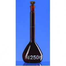 Volumetric flask, amber glass, wide neck, cap PP